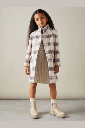 Reiss Claude Wool Blend Checked Asymmetric Funnel Neck Coat11 - 12 år (146 - 152cm)