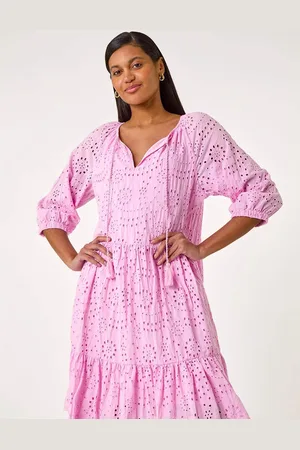Roman Broderie Tiered Smock 100% Cotton Dress46