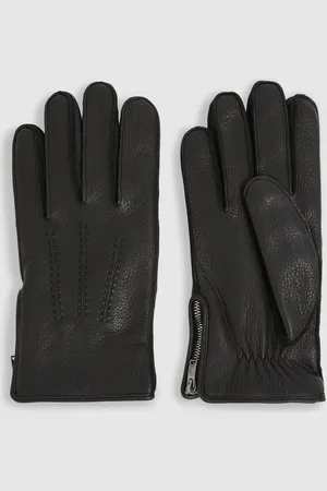 Reiss Iowa Leather Zip-Side GlovesS