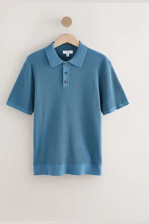 Next Normal pasform 100% Bomuld Kortærmet Strik Textured Rib Polo-skjorterX-Large
