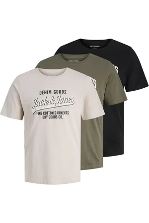 JACK & JONES Short Sleeve Logo Printed 100% Cotton T-Shirts 3 PackStor