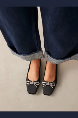 Next Forever Comfort Square Toe Jewel Ballerina Sko