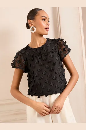 Love & Roses 3D Floral Shell Shaped Top Short Sleeve V-Neckline46