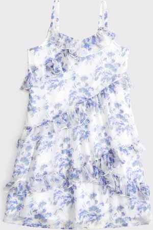 Abercrombie & Fitch Flæsekant Strappy Chiffon Mini Kjole122128cm
