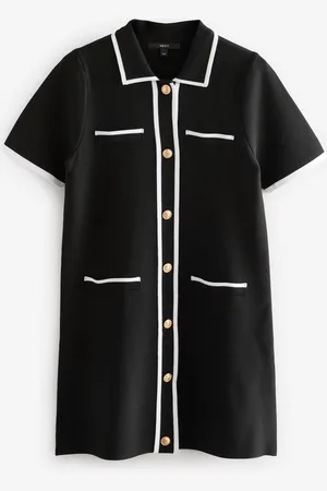 Next Knitted Collared Button Up Mini Dressxsmall
