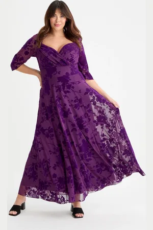Scarlett & Jo Elizabeth Velvet Flocked Mesh Maxi Gown48