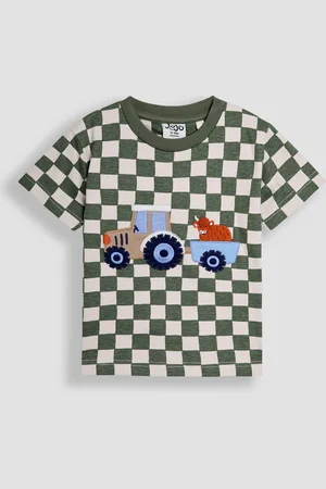 JoJo Maman Bébé Appliqué Checkerboard T-Shirt6268cm