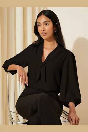 Friends Like These V-Neck Bow Front 3/4 Sleeve Blouse38