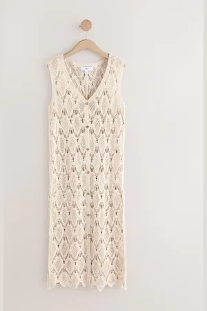 Next Crochet Button Through Beach Midi Dresssmall
