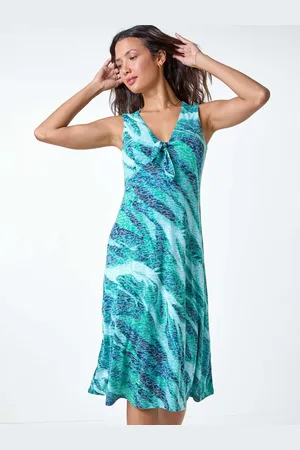 Roman Burnout Abstract Knot Front Stretch Dress46