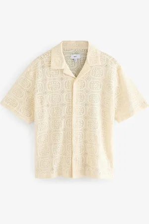 Next Short Sleeve Crochet Shirt with Cuban Collarlarge