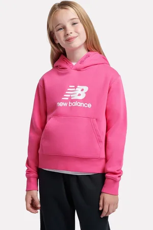 New Balance Piger Brush Back Stacked Logo Hættetrøje7 - 8 år (122 - 128cm)