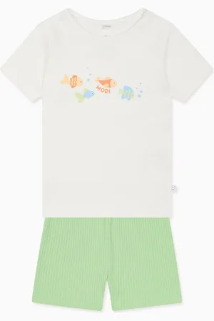 Mori Green Little Fish Shorts Pyjamas Set110116cm