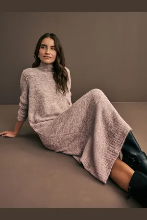 Next High Neck Long Sleeve Maxi Knitted Jumper DressL Høj