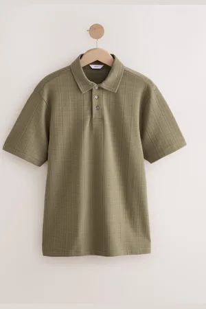 Next Crepe Textured Button Neck Polo ShirtXX-Large