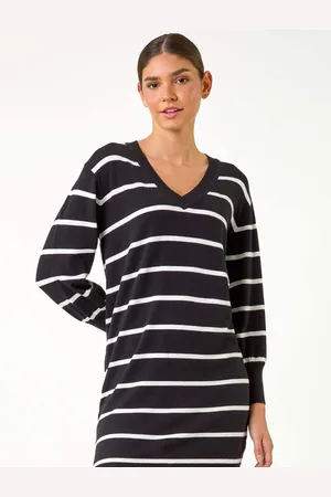 Roman Stripe Print Knitted Jumper Dress40