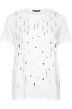 Evans Sequin Embellished White T-Shirt58-60