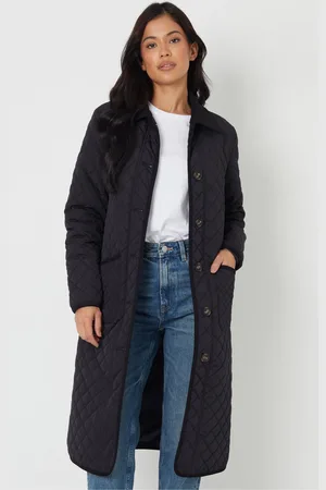 Threadbare Button Up Collared Diamond Quiltet Maxi Coat42