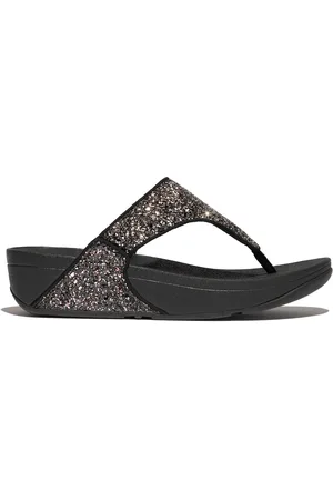 FitFlop Lulu Multi-Tonal Glitter Toe-post Black Sandals