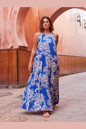Live Unlimited London Curve Floral Print Halter Neck Midi Dress44