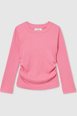 Reiss Trina Cotton-Jersey Ruched Long-Sleeve T-Shirt158164cm