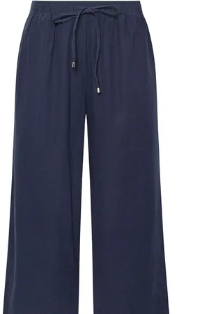 Evans Wide Leg Linen Rich White Trousers