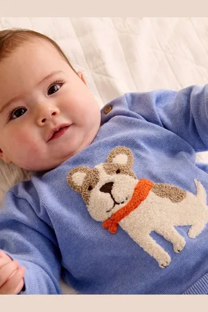 Purebaby Dyreprint Broderet 100% Bomuld Trøje98104cm