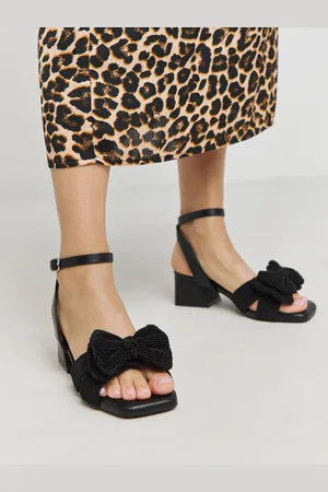 Simply Be Double Bow Low Block Heels In Extra Wide Fiteu38