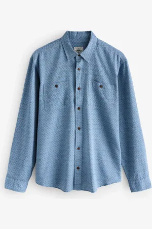Next Twin Pocket Textured Langærmet 100% Bomuld SkjorterXXL