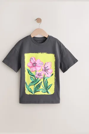 Next 100% Cotton Sequin Flower Graphic Oversized T-Shirt (3-16yrs)166168cm