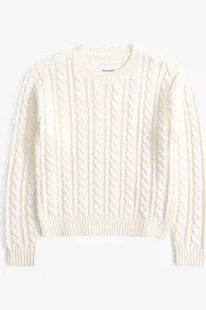 Abercrombie & Fitch Cream Rund hals Kabelstrik Trøje13 - 14 år (158 - 164cm)