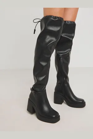 Simply Be Over The Knee Platform Heeled Stræk Støvler I Extra Bred pasform