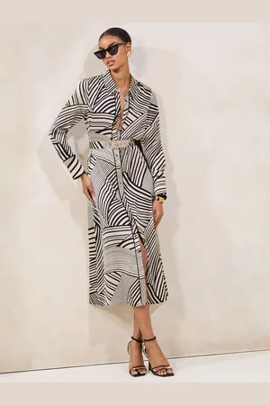 Lipsy London Midi Long Sleeve Button Through Shirt Dress44