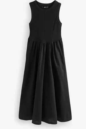 Next Woven Jersey Mix Sleeveless Racer Ribbed Midi Dress48