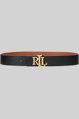 Ralph Lauren Reversible Pebbled Black Leather Wide Beltxsmall
