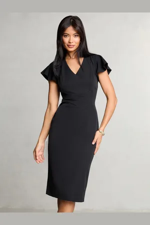 Lipsy London V Neck Smart Flutter Sleeve Midi Dress42