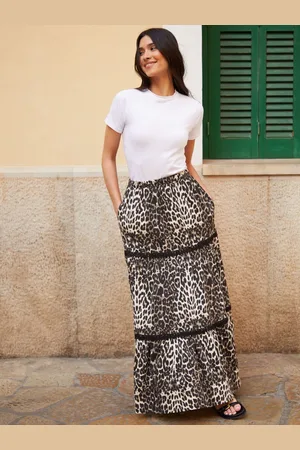 Threadbare Animal Tiered Jersey Maxi Nederdele44