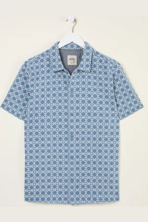 Fat Face FatFace Short Sleeve Embroidered Geo 100% Cotton Shirtsmall