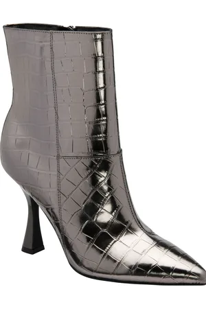 Ravel Croc-Print Pointed-Toe Ankle Boots