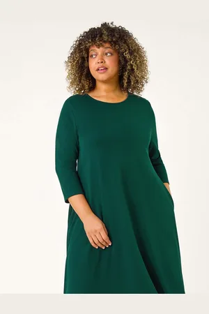 Roman Curve Pocket Detail Swing Stretch Dress50