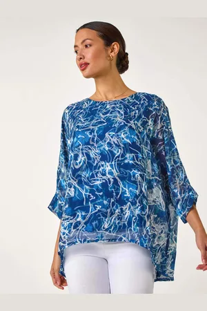 Roman Abstract Print Overlay Tunic Top40
