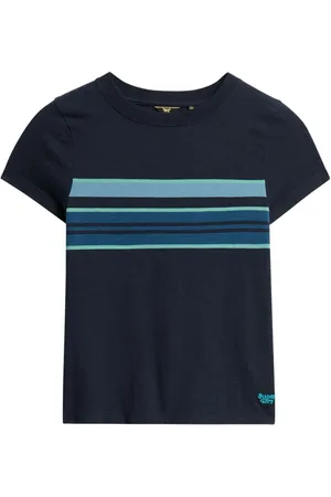 Superdry Blå Vintage Stribet Afkortet T-shirt42