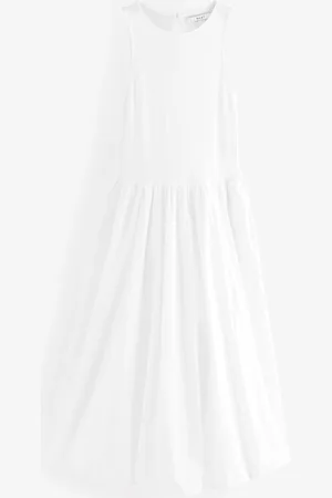 Next Sleeveless Racer Puffball 100% Cotton Midi Dress46høj