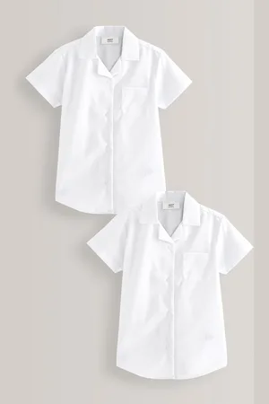 Next 2 Pakke Kortærmet Revere Krave Skole Skjorter (3-17år)7 år (122cm)