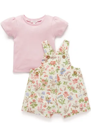 Purebaby Linen Blend Dungaree and T-Shirt Set6268cm
