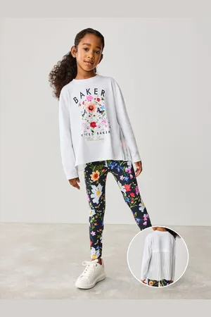 Ted Baker Multi Floral Print Back Pleat 100% Cotton T-Shirt and Printed Leggings Set12 - 18 måneder (80 - 86cm)