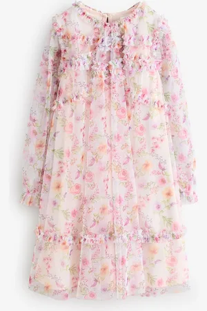 Next Long Sleeve Mesh Ruffle Occasion Dress (3-16yrs)9 år (134cm)