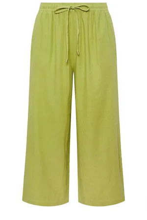 Evans Wide Leg Linen Rich White Trousers