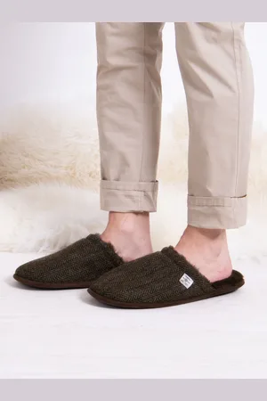 Totes Mens Wool Mix Winter Mule Slippers