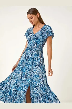 Roman Paisley Print Crinkle Maxi Dress44